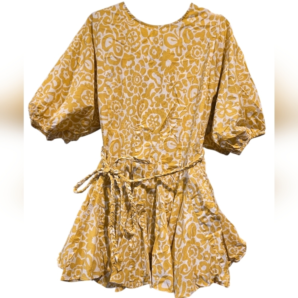 Aakaa Leopard Rope Tie Dress In Yellow - Picture 4 of 5